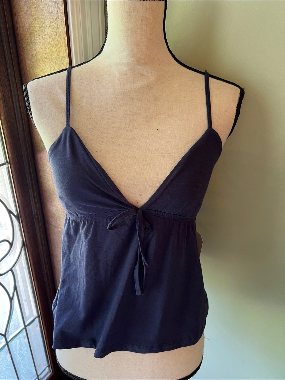 eye candy Navy Blue Spaghetti Strap Tie-Front Cami